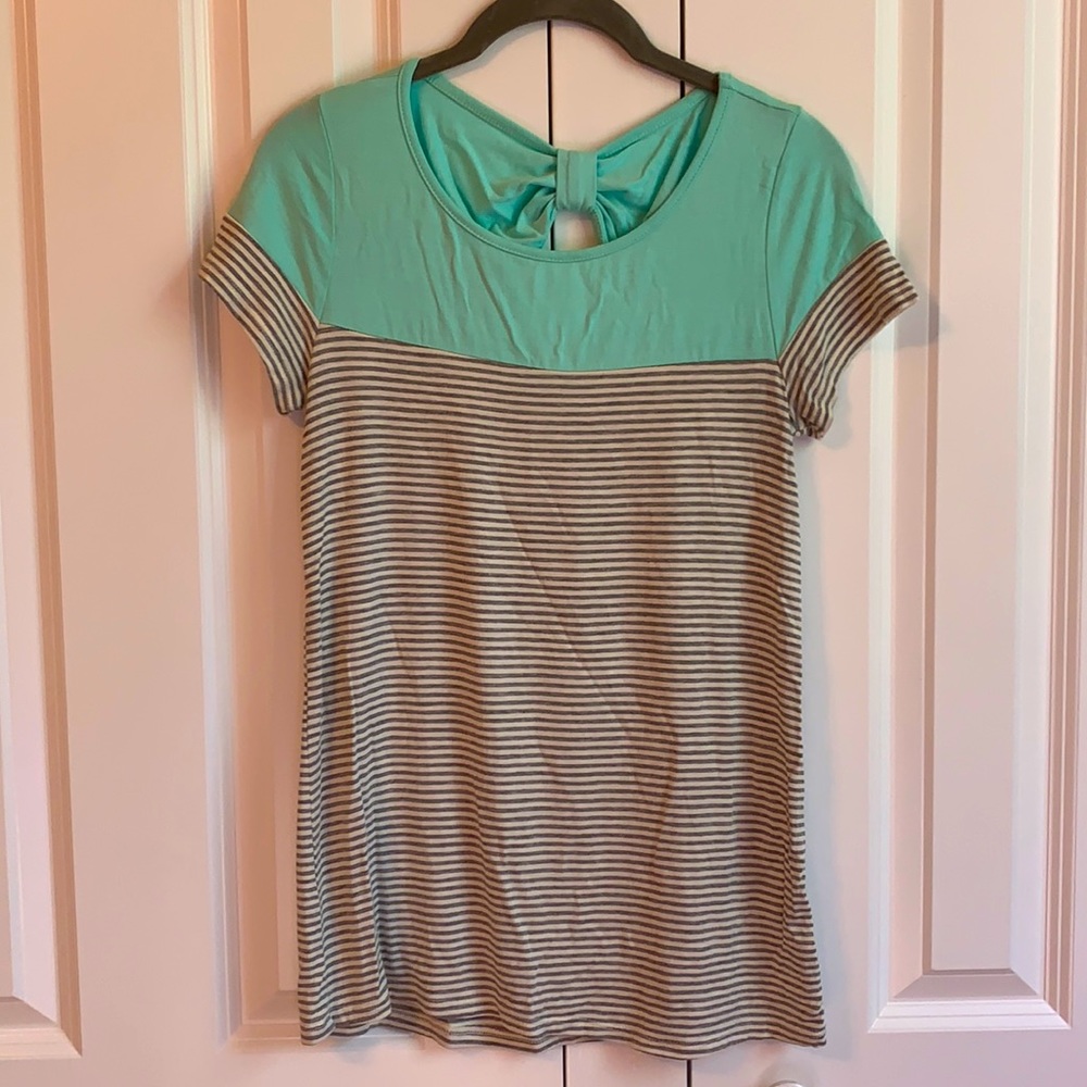 Aqua and gray t-shirt